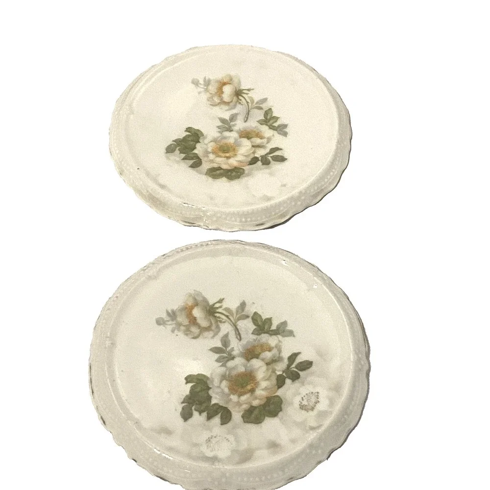 lot of 2 vintage leuchtenburg white floral hot plates germany